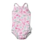 Green Sprouts Baby Girls' One Piece Swimsuit With Built-in Absorbent Reusable Swim Diaper - Pink