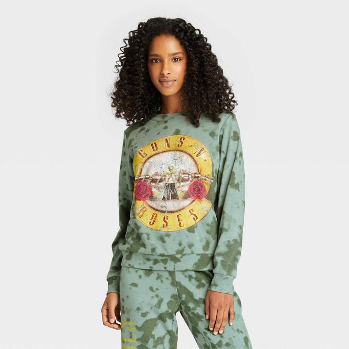 Women's Guns N' Roses Logo Graphic Sweatshirt - Green