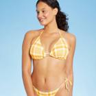 Juniors' Textured Triangle Bikini Top - Xhilaration Orange Plaid D/dd Cup