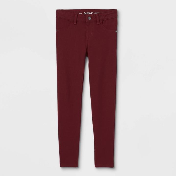 Girls' Soft Mid-rise Jeggings - Cat & Jack Burgundy
