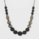 Embedded Stone Beaded Frontal Necklace - A New Day Black, Women's