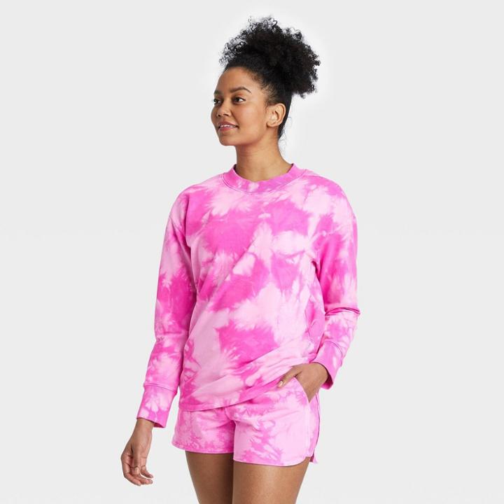 Women's French Terry Crewneck Pullover - All In Motion Fuchsia Xxl, Women's, Pink