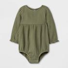 Grayson Mini Baby Girls' Cotton Gauze Bubble Romper - Olive Green Newborn