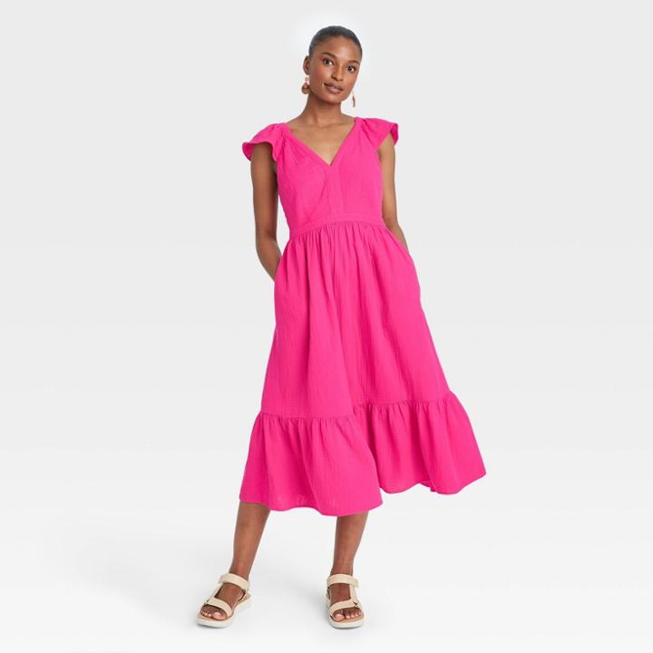 Women's Ruffle Tank Dress - Universal Thread Pink
