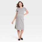 Short Sleeve Tie-waist Maternity Dress - Isabel Maternity By Ingrid & Isabel Gray