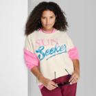 Women's Plus Size Ascot + Hart Sun Seeker Colorblock Graphic Pullover Sweatshirt - Cream