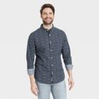 Men's Floral Print Slim Fit Stretch Poplin Long Sleeve Button-down Shirt - Goodfellow & Co Dark Gray