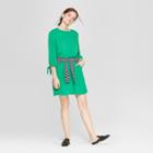 Women's Long Sleeve Crepe Dress - A New Day Green