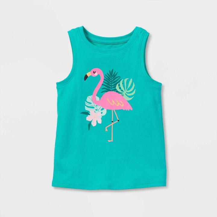 Toddler Girls' Flamingo Knit Graphic Tank Top - Cat & Jack Dark