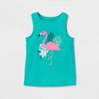 Toddler Girls' Flamingo Knit Graphic Tank Top - Cat & Jack Dark