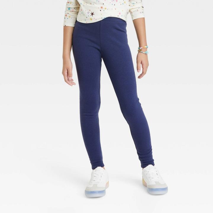 Girls' Cozy Lined Leggings - Cat & Jack Navy