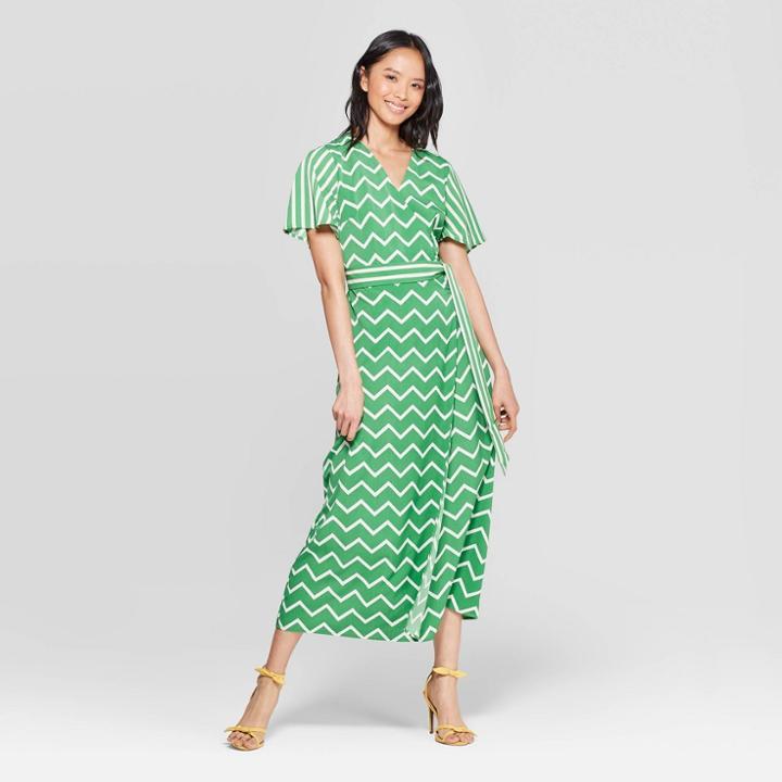Women's Short Sleeve V-neck Wrap Dress With Belt - Who What Wear