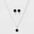 Onyx Earring And Necklace Set - A New Day Black, Women's