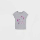 Toddler Girls' Sparkle Unicorn Short Sleeve Graphic T-shirt - Cat & Jack Heather Gray