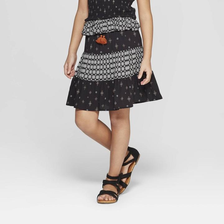 Girls' Tiered Skirt - Art Class Black