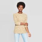 Women's Long Sleeve Crewneck Hacci T-shirt - Universal Thread Gold M,