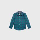 Oshkosh B'gosh Toddler Boys' Plaid Woven Long Sleeve Button-down Shirt - Green