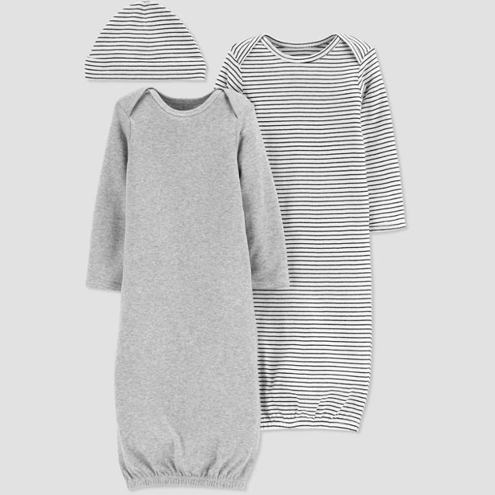 Baby Girls' 2pk Gown And Hat - Just One You Made By Carter's Gray