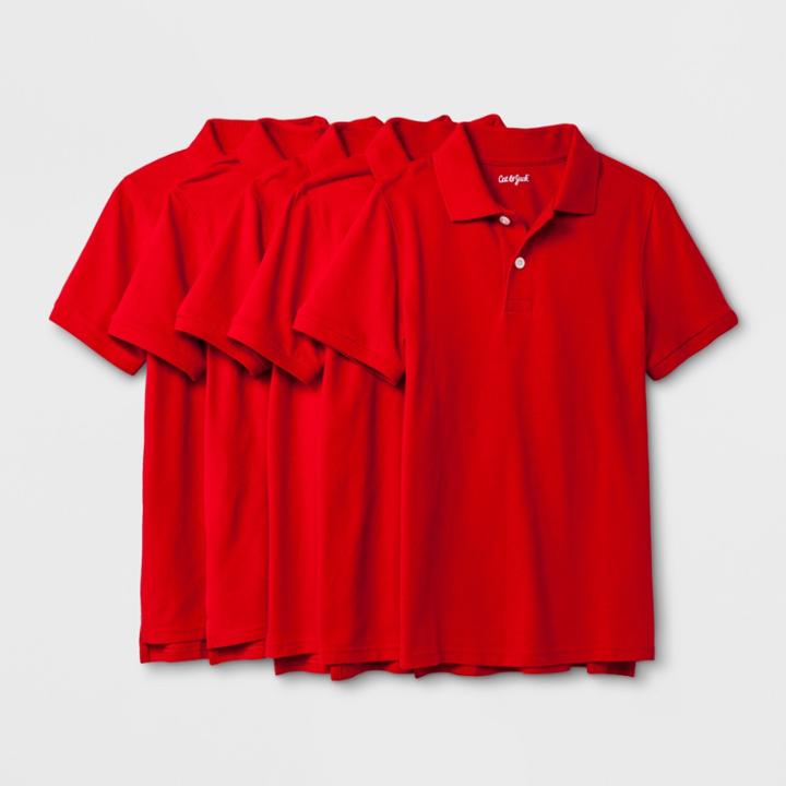 Boys' 5pc Short Sleeve Pique Uniform Polo Shirt - Cat & Jack Red