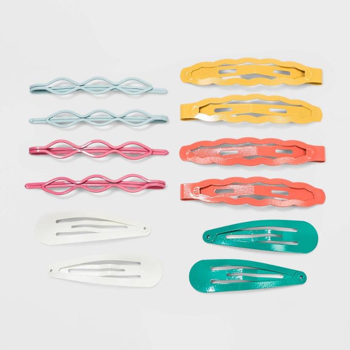 Bobbie Pins And Snap Clips Set 12pc - Wild Fable Multicolor Primaries