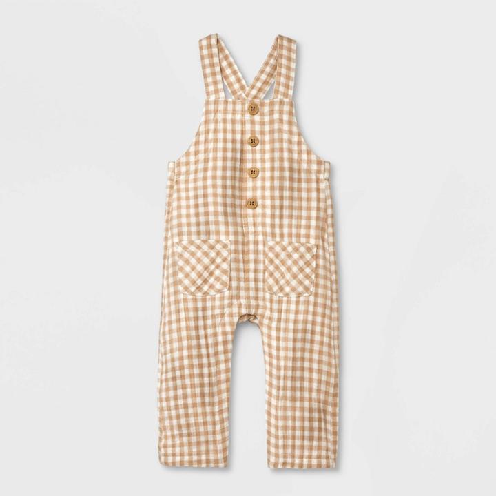 Baby Gingham Overalls - Cat & Jack Cream Newborn, Ivory