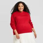 Women's Plus Size Crewneck Pullover Sweater - A New Day Red