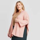 Women's Plus Size Knit Plus Kimono - A New Day Pink One Size, Women's