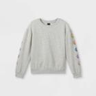 Girls' Oversized Graphic Crewneck Sweatshirt - Art Class Gray