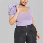 Women's Plus Size Washed Cropped Short Sleeve T-shirt - Wild Fable Purple