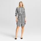Women's Gingham Long Sleeve Belted Shirtdress - Who What Wear Black/white Xl, Black/white Gingham