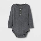 Baby Boys' Henley Thermal Long Sleeve Bodysuit - Cat & Jack Charcoal Gray Newborn