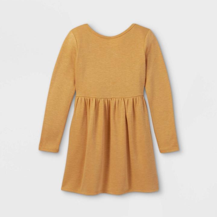 Girls' Soft Long Sleeve Knit Dress - Cat & Jack Mustard Yellow