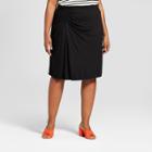Women's Plus Size Ruched Knit Mini Skirt - Ava & Viv Black