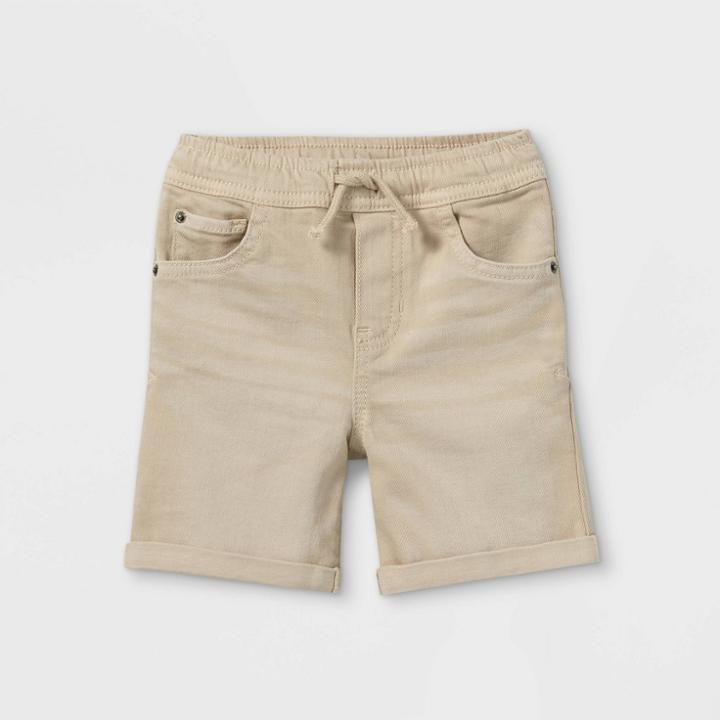Toddler Boys' Rolled Hem Super Stretch Pull-on Jean Shorts - Cat & Jack Khaki