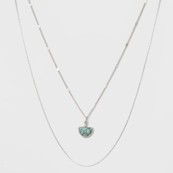 Two Row Layer With Semi Precious Turquoise Charm Necklace - Universal Thread