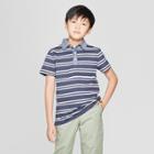 Boys' Short Sleeve Striped Slub Chambray Polo Shirt - Cat & Jack Blue