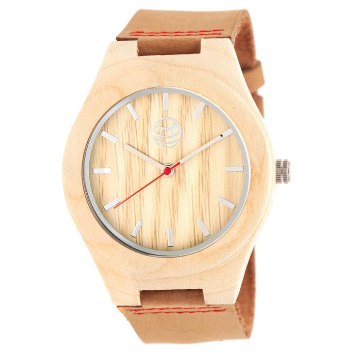 Earth Wood Goods Earth Wood Aztec Men's Leather-band Watch - Khaki-tan/camel, Khaki