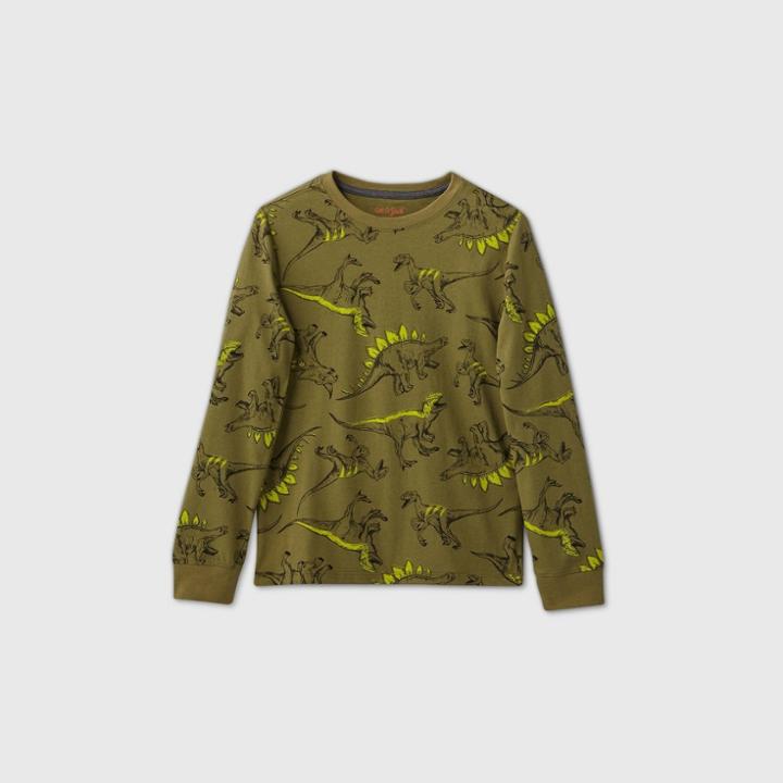 Boys' Long Sleeve Printed T-shirt - Cat & Jack Olive