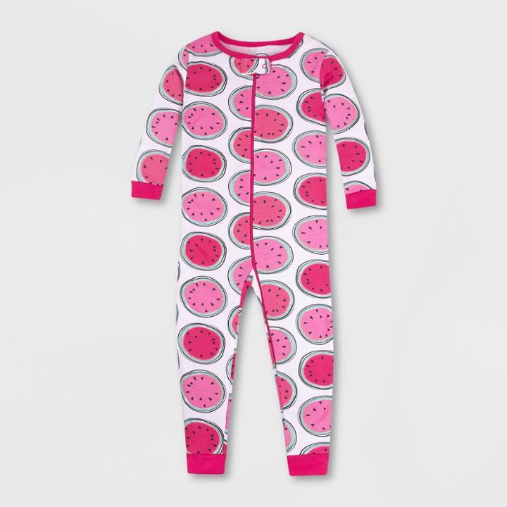 Lamaze Toddler Girls' Watermelon Organic Cotton Snug Fit Pajama Jumpsuit - Pink