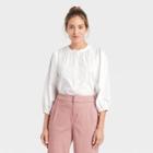 Women's Puff 3/4 Sleeve Blouse - A New Day White