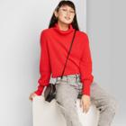 Women's Turtleneck Cropped Pullover Sweater - Wild Fable Red