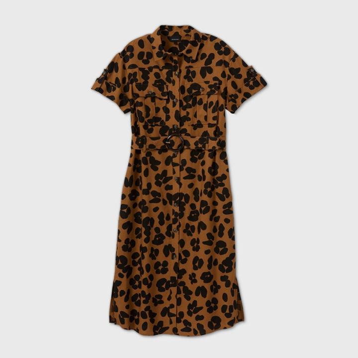 Women's Leopard Print Short Sleeve Dress - Who What Wear Brown