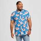 Men's Tall Floral Print Short Sleeve Button-down Shirt - Goodfellow & Co Blue Beam