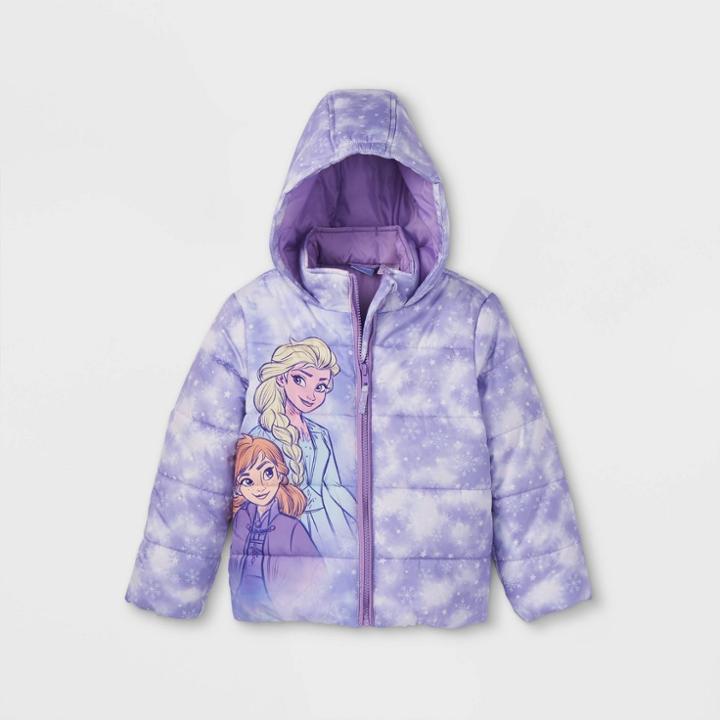 Girls' Frozen Puffer Jacket - Purple