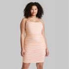 Women's Plus Size Sleeveless Ruched Side Mesh Overlay Bodycon Dress - Wild Fable Blush Peach