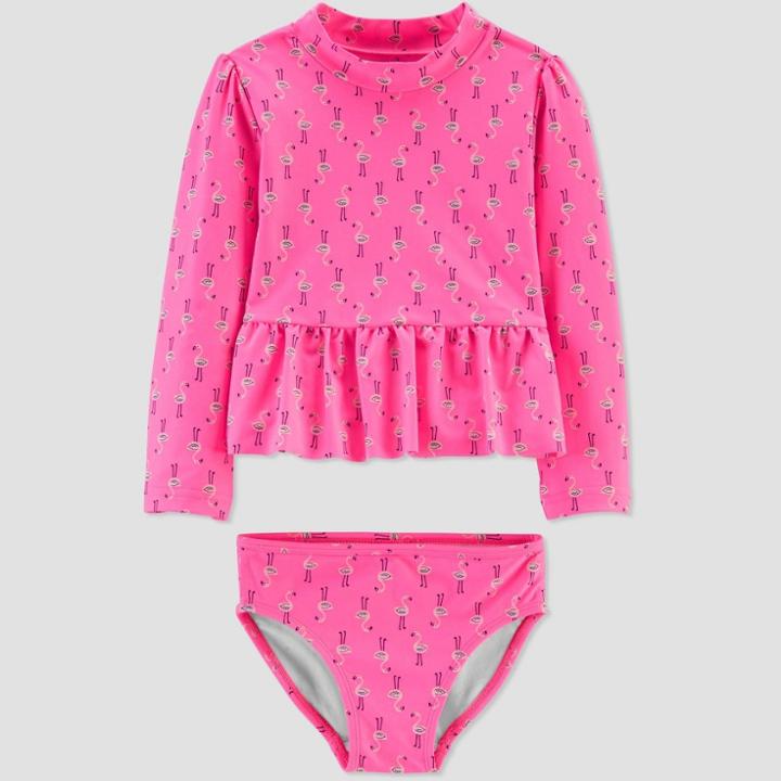 Baby Girls' Flamingo Swim Rash Guard Set - Just One You Made By Carter's Pink 3m, Infant Girl's, Pink/pink