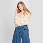 Women's Plaid Long Sleeve Blouse - A New Day Pink
