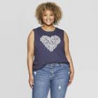Women's Plus Size Daisy Heart Tank Top - Zoe+liv (juniors') - Blue