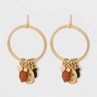 Target Brass Semi Red Jasper Hoop Charm Earrings - Universal Thread Red/gold