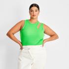 Women's Plus Size Ribbed Cut Out Crop Tank Top - Future Collective With Kahlana Barfield Brown Green